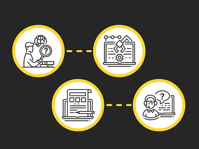 Programming and technology icon collection design icon line programming style technical support technology vector