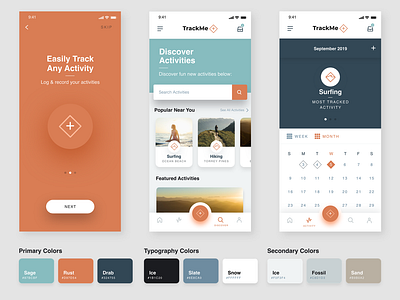 TrackMe App Interface app app design branding colours design interface mobile sports ui user interface design ux