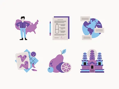 LifeFuels 2d character flat food globe icon illustration infographic lemon map spot illustration temple usa vector