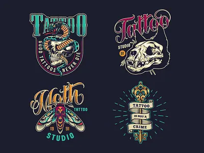 Retro Tattoo Designs adobe illustrator animated animated gif gif graphic design logo retro tattoo tattoo art tattoo design tattoo logo tattoo studio vector vector illustration vintage
