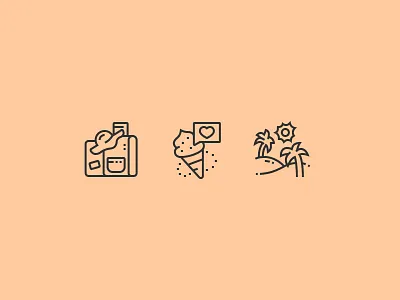 Summer Icons adventure bag celebrate design hot ice icecream icon icons palm perfect pixel sea summer vacation