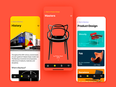 Design History — Concept app bauhaus colorful concept design design app design history history ios 13 mobile design study app ui design ux design