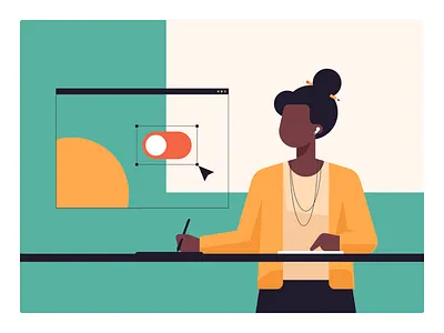 Designer girl airpods design designer female figma girl hairstyle illustration macos ui ui ux user inteface wacom woman women empowerment women in illustration