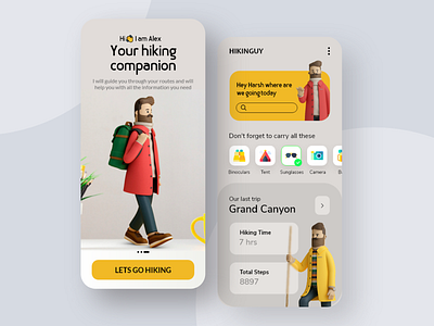 Hiking App Design 3dmodel adobexd appdesign appdesigner appdesigns appui fitnessapp hiking travelapp traveling uiconcept uiux userinterface uxui