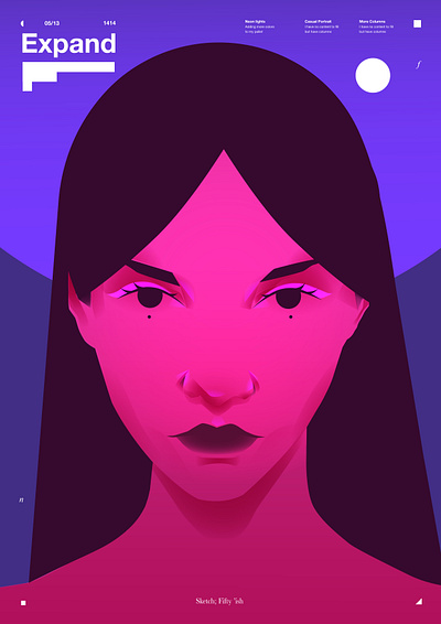 Expand abstract angry face composition design face girl girl illustration illustration laconic lines minimal neon portrait portrait illustration poster