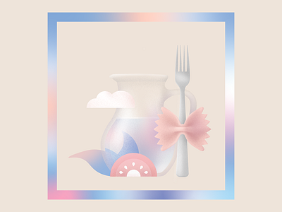 Lunch 🍝 cloud colorful contemporary contemporary illustration digital digitalart food fork gradient grain illustration jug juice lunch meal pasta photoshop tomato vector