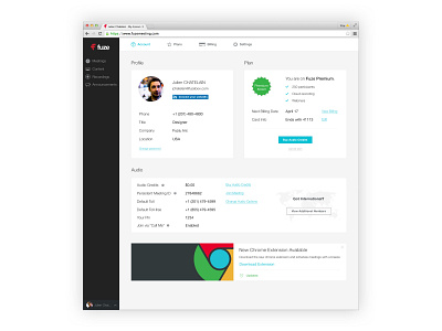 Fuze App - My Account account app design fuze photoshop profile psd ui web app