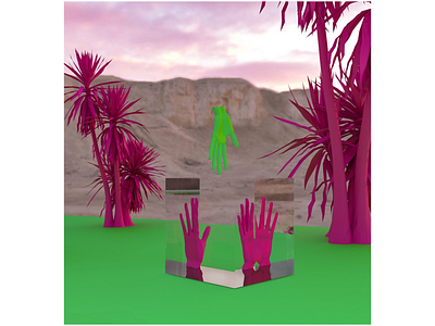 Impossible oasis 3dart 3dsmax colorful hands palms reflections render rendering view visual visualization