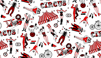 Big Circus Heroes Pattern circus performer vintage