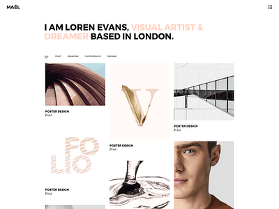 Maël - Portfolio Pinterest agency business clean creative designer elegant freelancer photography portfolio studio web website mockup wordpress