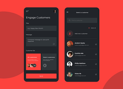 Electrify⚡ app black blacklivesmatter customer customer experience customer service customers dailyui dark theme dark ui design engagement figma freelance red ui uidesign uiux web design