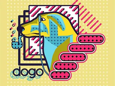 memphys doggo abstract design dog doggo illustration memphis vibrant colors
