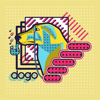 memphys doggo abstract design dog doggo illustration memphis vibrant colors