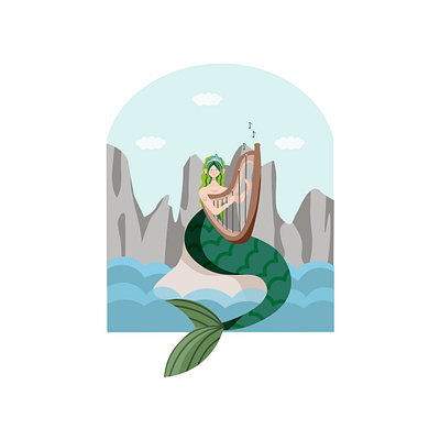 A Mermaid character flat illustration illustrator vector