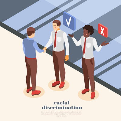 Social inequality background discrimination illustration inequality isometric racial social vector