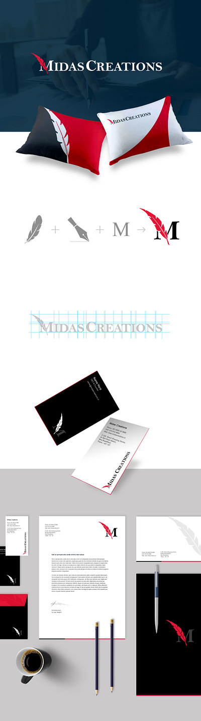 Midas Creations stationery art branding design illustration illustrator logo minimal stationery design typography vector