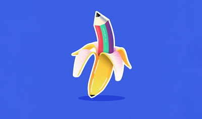 Banana pencil art banana funny illustration joke pencil vector