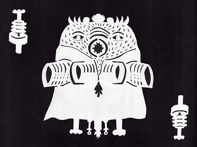 cutout papers tests alien black blackandwhite character clean creative cutout illustration illustrator monster paper robot space white