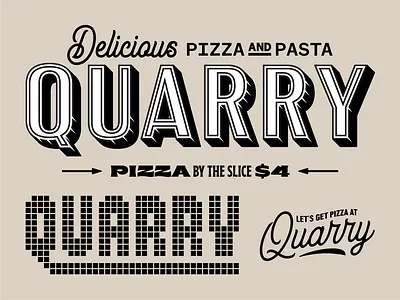 Quarry pie co branding 1 branding identity logo pie pizza quarry restaurant script tile type typography