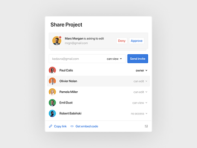 Share Project Modal app blue clean design icons link minimal mobile modal popup project share ui user ux white