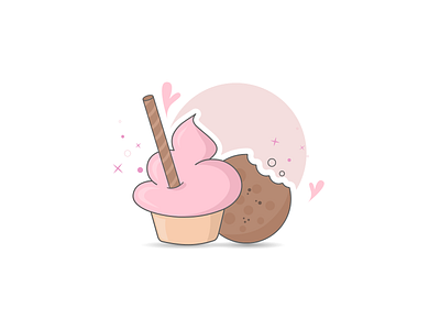 Dessert cake cake shop cookie cupcake cupcake logo cupcakes cupcakeshop cute dessert desserts homemade illustration mauve minimal outline peach pink vector vectorart yummy