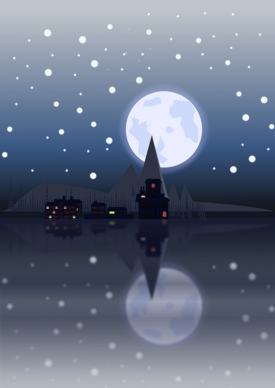 Stary night design flat illustration