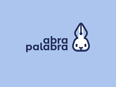 Abrapalabra abracadabra animal logo bunny character creative cute flat fun illustration kreatank log design magic mascot pen playful rabbit sweet text wizard writing