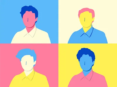 Myself with Different Hairstyles art design flat haircut hairstyle illustration illustrations logo