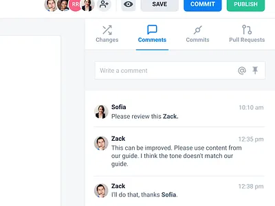 Comments - Interface api api docs code sample comments design developer developer tools docs experience threads ui ux