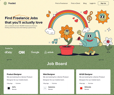 Animated Cartoon Job Board animation figma motion graphics ui ui design web design website