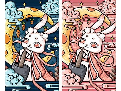 Chinese folktale- moon rabbit illustration