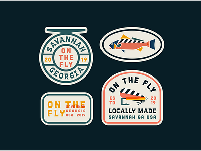 On The Fly Patch 2 badge badge design badge logo badges brand branding clean color design elegant fish flat fly fishing graphic graphic design illustration logo nature simple vector