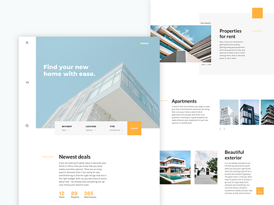 Real estate landing page design flat landing page minimal minimalistic modern real estate ui ui ux uiux