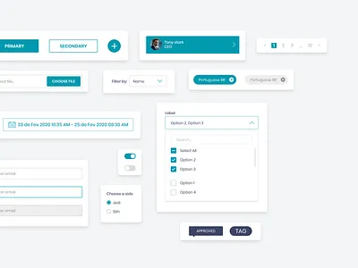 Design System Components chips components date picker design system filters inputs multiselect page counter radio button tag toggle toggle switch toggles tooltips ui upload file
