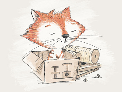 Think Inside The Box cat cattober illustration illustration art illustration digital inktober2019 pencil process