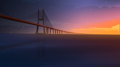 Bridge at Sunset affinitydesigner illustration practice vector