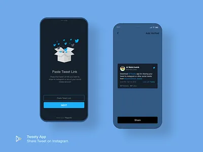 Share Tweety on Instagram - Tweety App app ui instagram tweet twitter