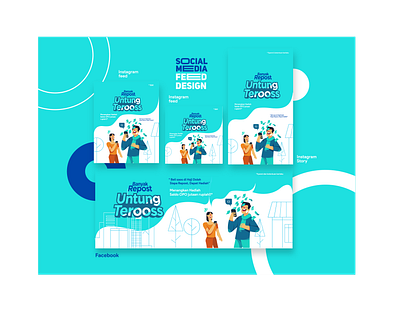 Social Media Feed Design app aqua blue branding design facebook feed design flat illustration flatdesign illustration instagram instagram stories instagram story logo procreate socialmedia typography ui ux web