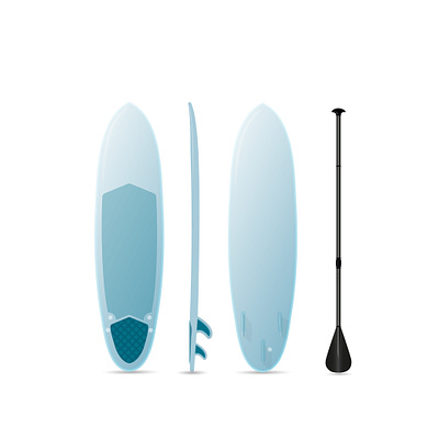 Vector surf sup board with three sides. active activity balance beach blue board boarding collection concept design element extreme fitness flat fun graphic holiday icon illustration isolated