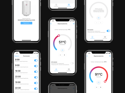 Smart Water Heater Mobile App app case figma heater ios iot mobile app mobile ui smart home ui ux