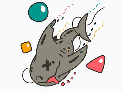 Chomp bubbles cute fish flat ocean sea shark water weird whale