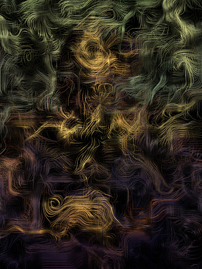 Curly Gioconda abstract art curl generative art houdini leonardo da vinci mona lisa nodes noise procedural surrealism