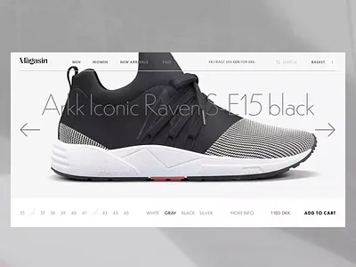 Magasin basket blackandwhite danish ecommerce gsap gsap animation hero section landing landingpage layout microinteraction minimal scandinavian design shoes ecommerce slider sneaker sneaker store store svedish design swedish