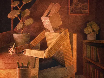 Artist 3d art artist blender colour cosy cozy depth design drawing evening illustration night pencil rabbits texture