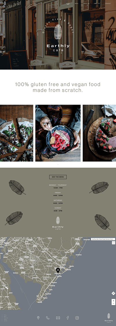 Earthy Cafe Landing Page gluten free vegan webdesign