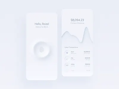 Banking App Light Mode app app design concept fingerprint hello dribbble light neumorphic neumorphism ui uiux ux
