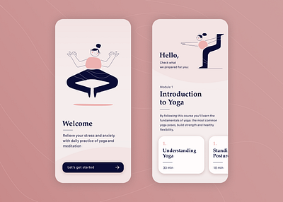 🧘 Yoga Classes App app application design illustration interface meditation minimal mobile simple ui ui design yoga yoga app