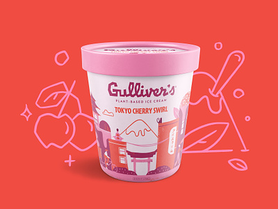 Gulliver's Ice Cream Packaging branding graphic design hand drawn ice cream illustration logo organic packaging design