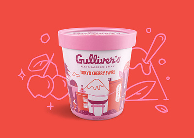 Gulliver's Ice Cream Packaging branding graphic design hand drawn ice cream illustration logo organic packaging design