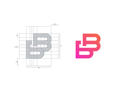 Beauty Bar - Logo Grid b b logo bb beauty beauty logo beauty salon gradient grid grid design grid layout letter lettermark logo logo grid logo process nail nail saloon nails orange gradient pink gradient